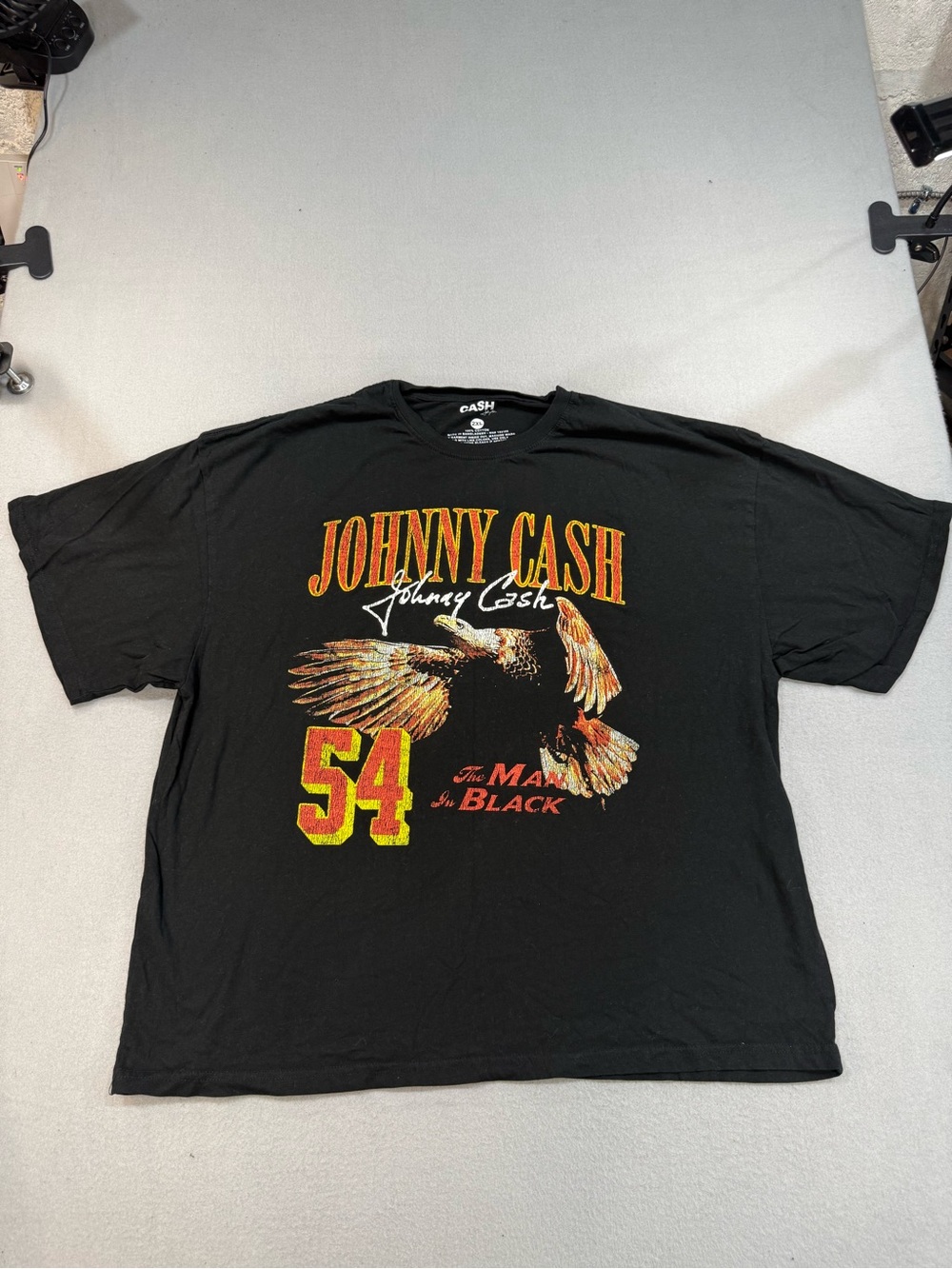 Johnny Cash Black Graphic Tee with Eagle and '54' Ring of Fire 2XL